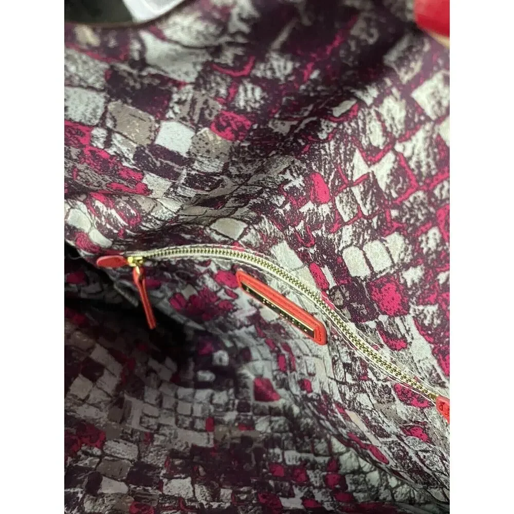 ELLIOT LUCCA Leather Clutch Detachable‎ Chain Handle Coral Handbag Night Out